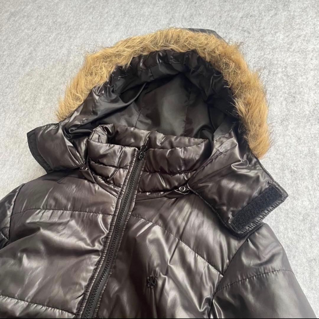 00s 光沢 ファーダウンジャケット y2k お兄系 ギャル ドローコード