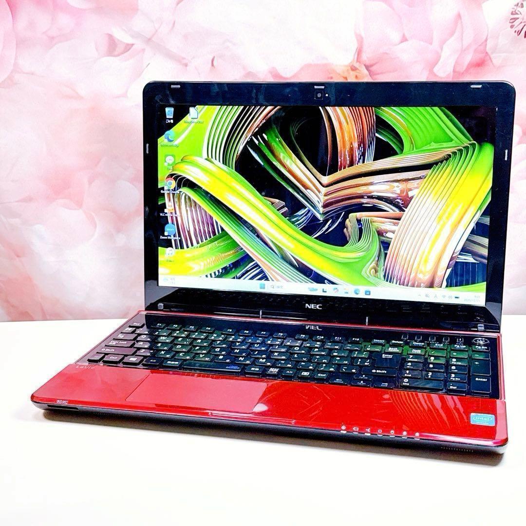 新品爆速SSD✨windows11ノートパソコン✨赤 オフィス カメラ お洒落 美品✨新品SSDで爆速✨ windows11 ノートパソコン✨オフィス カメラ