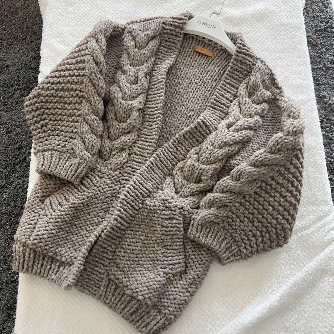 TODAYFUL トゥデイフル ケーブルハンドニットカーディガン グレー 38