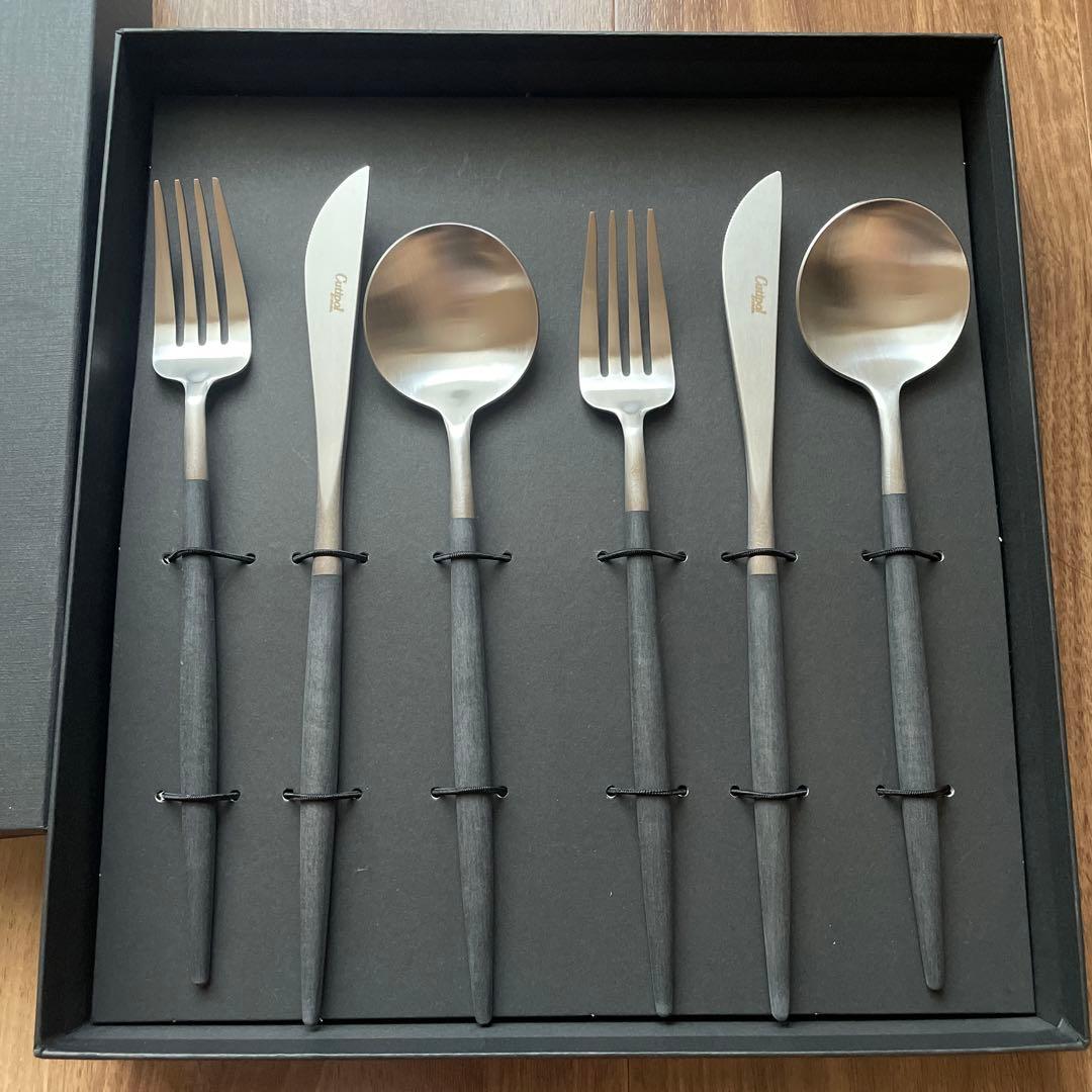 【新品未使用】クチポール ゴア ディナー6本セット ディナー ギフト6本セット ゴア GOA / ブラウン×シルバーCutipol