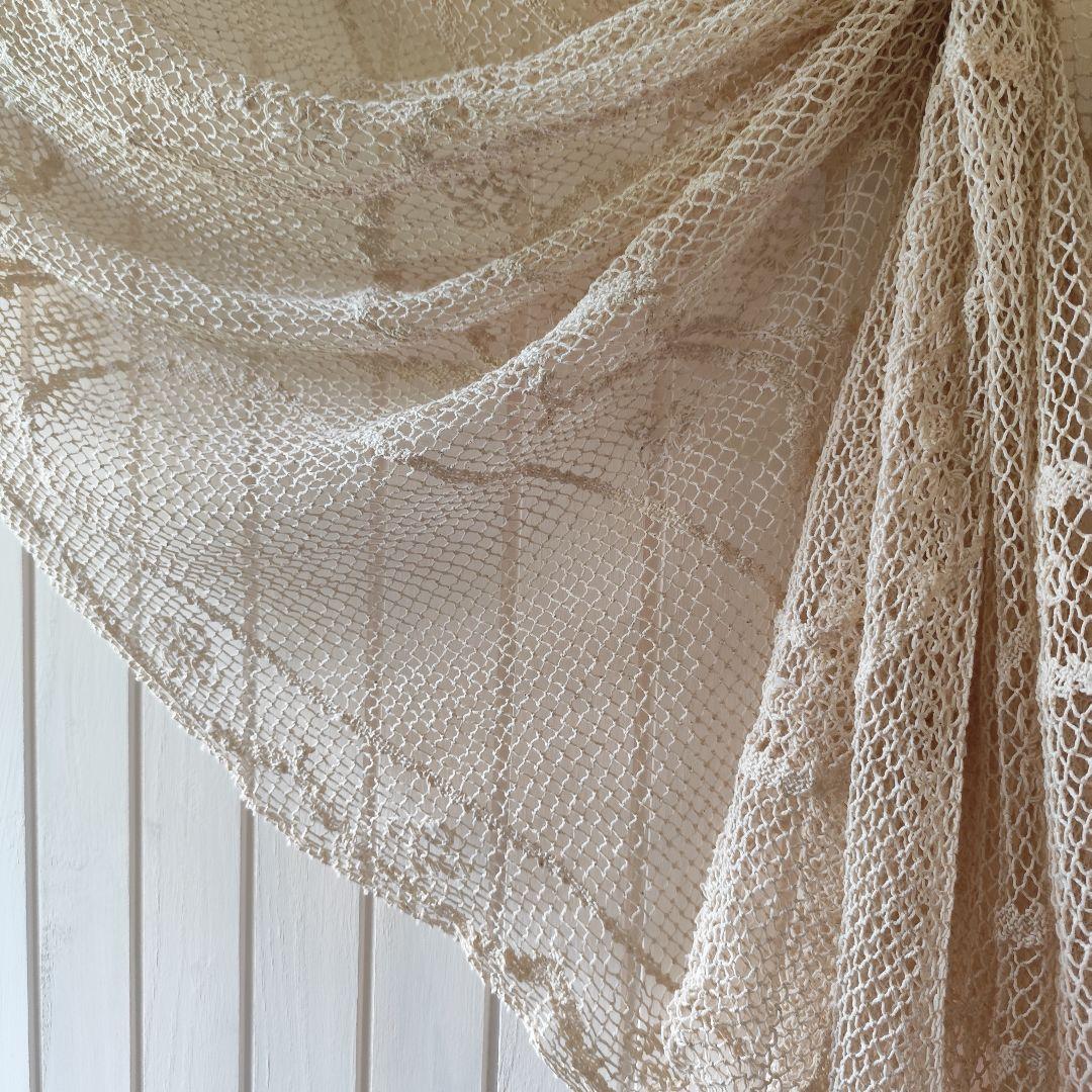 ハンドワークコットンフィレレース 生成り