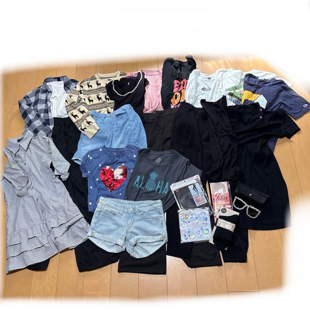 新品入り24点入子供服中学生くらいセット 150160SMカジュアル福袋