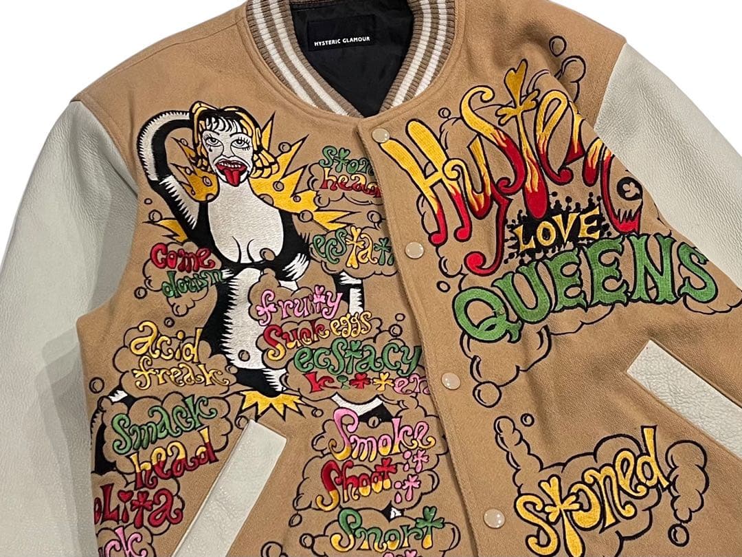 レア90s【HYSTERIC GLAMOUR】袖レザー ウール スタジャン - メルカリ