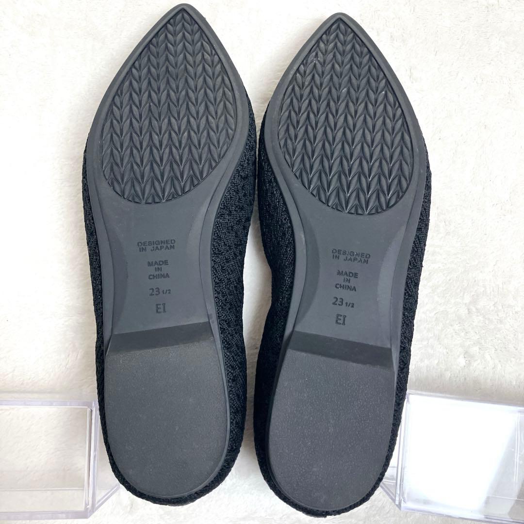 candy様専用 極美品DIANA フラットパンプス 23.5 黒ニット赤ハート