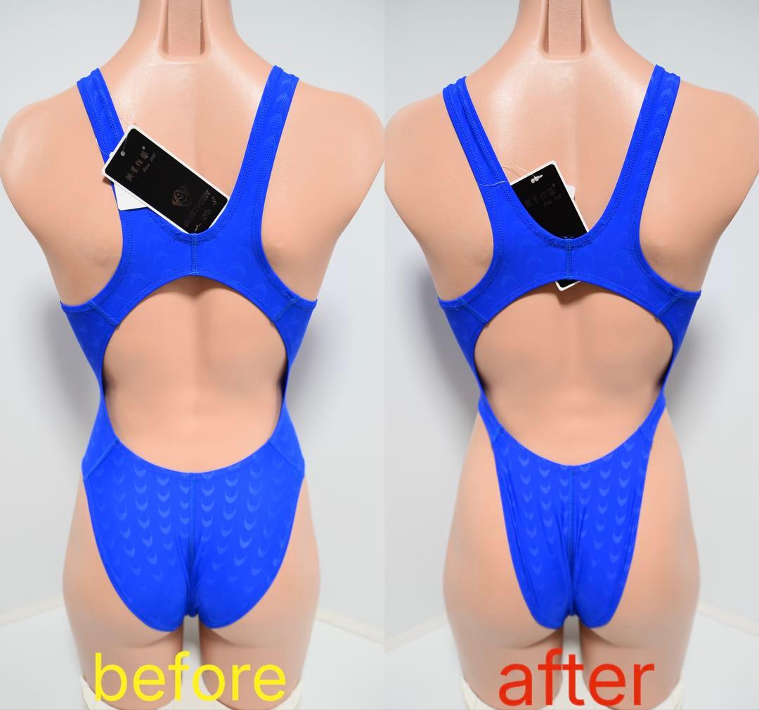 SWIMTHERY改 青 競泳水着 ハイレグ 小尻カットコスホリ