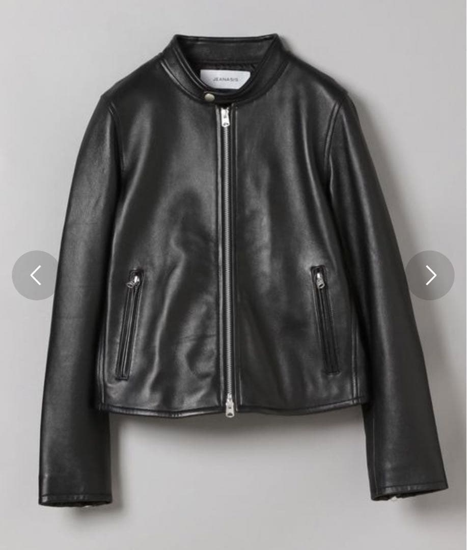 【新品未使用】ブラック レザージャケット JEANASIS（ジーナシス） 中古・古着通販】JEANASIS (ジーナシス) フェイクレザー中綿ジャケット
