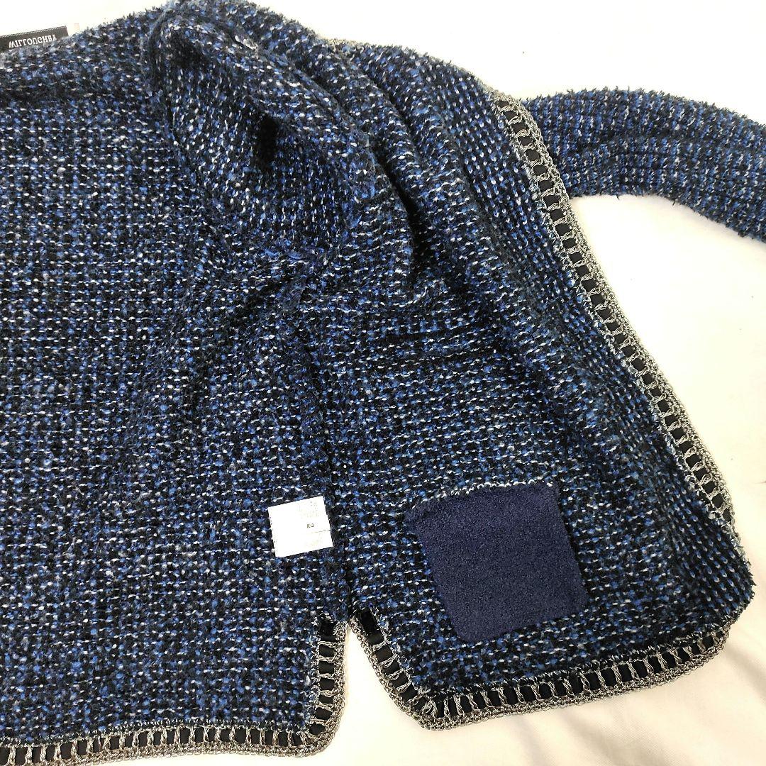 ルルウィルビー 金ボタン ツイード ニット ノーカラー ジャケット