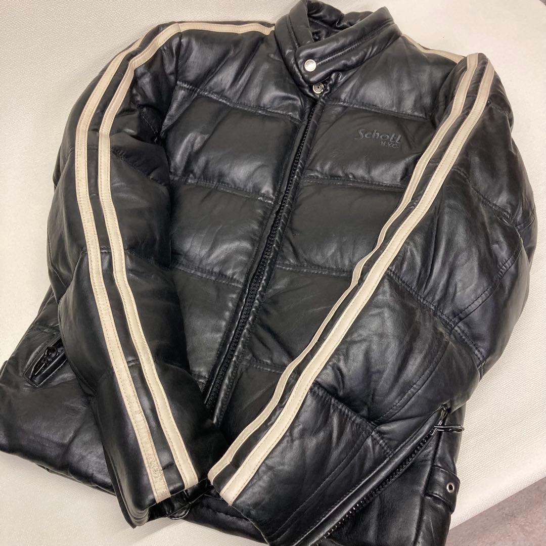 美品✨Schott☆レザーダウンジャケット モーターサイクル ライダース
