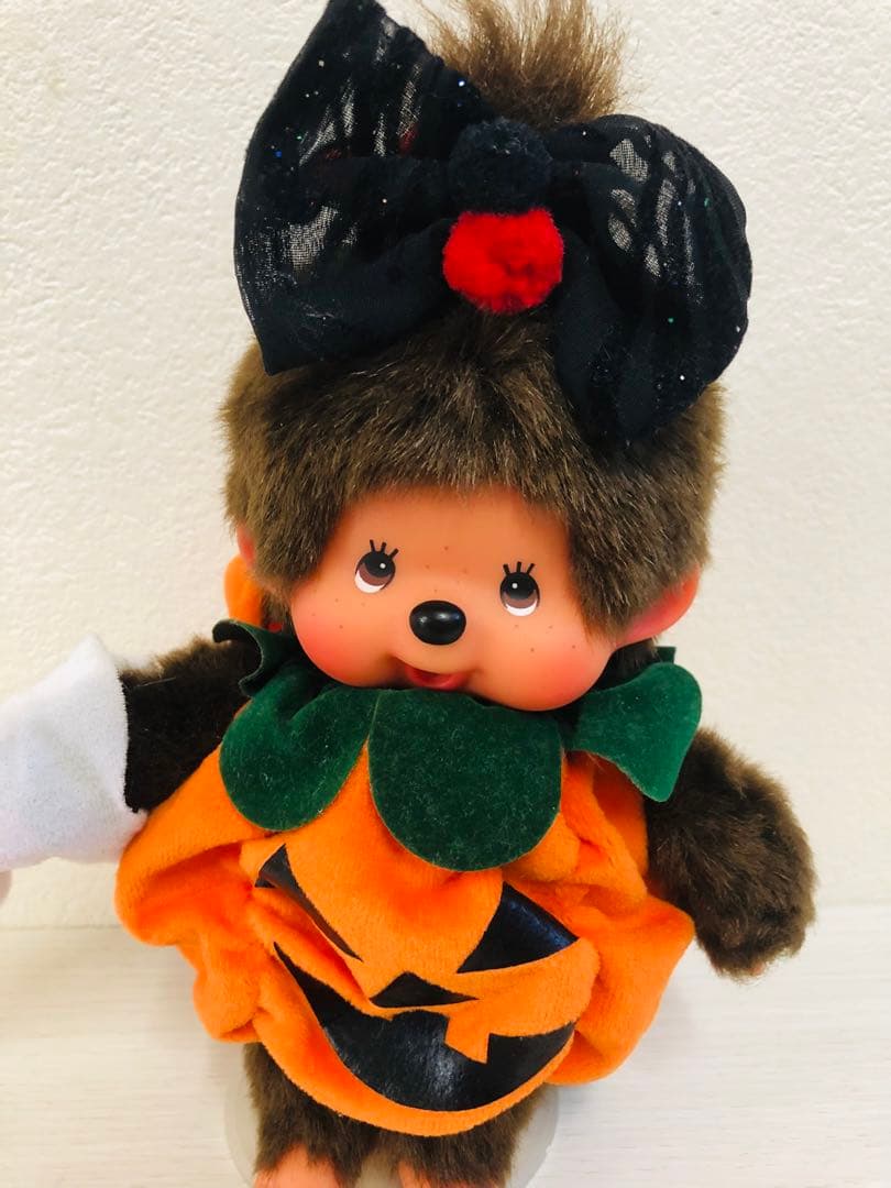 ハロウィンモンチッチ 女の子かぼちゃコスチューム　お化けパペット　Sサイズ モンチッチSサイズ ハロウィン衣装 帽子 ロンパース 靴 3点セット