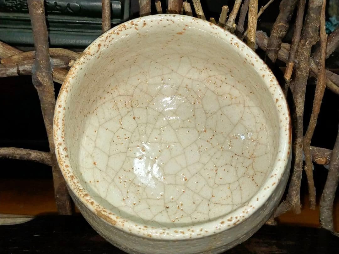 ♥骨董品♥ 美濃焼 ♥志野♥ 茶碗 ♥晴雲作 共箱付き 茶道具 骨董 古玩