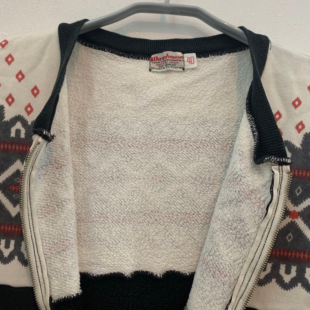 レア希少⭐︎WAREHOUSE ウエアハウス 雪柄フルジップスウェット 黒 40