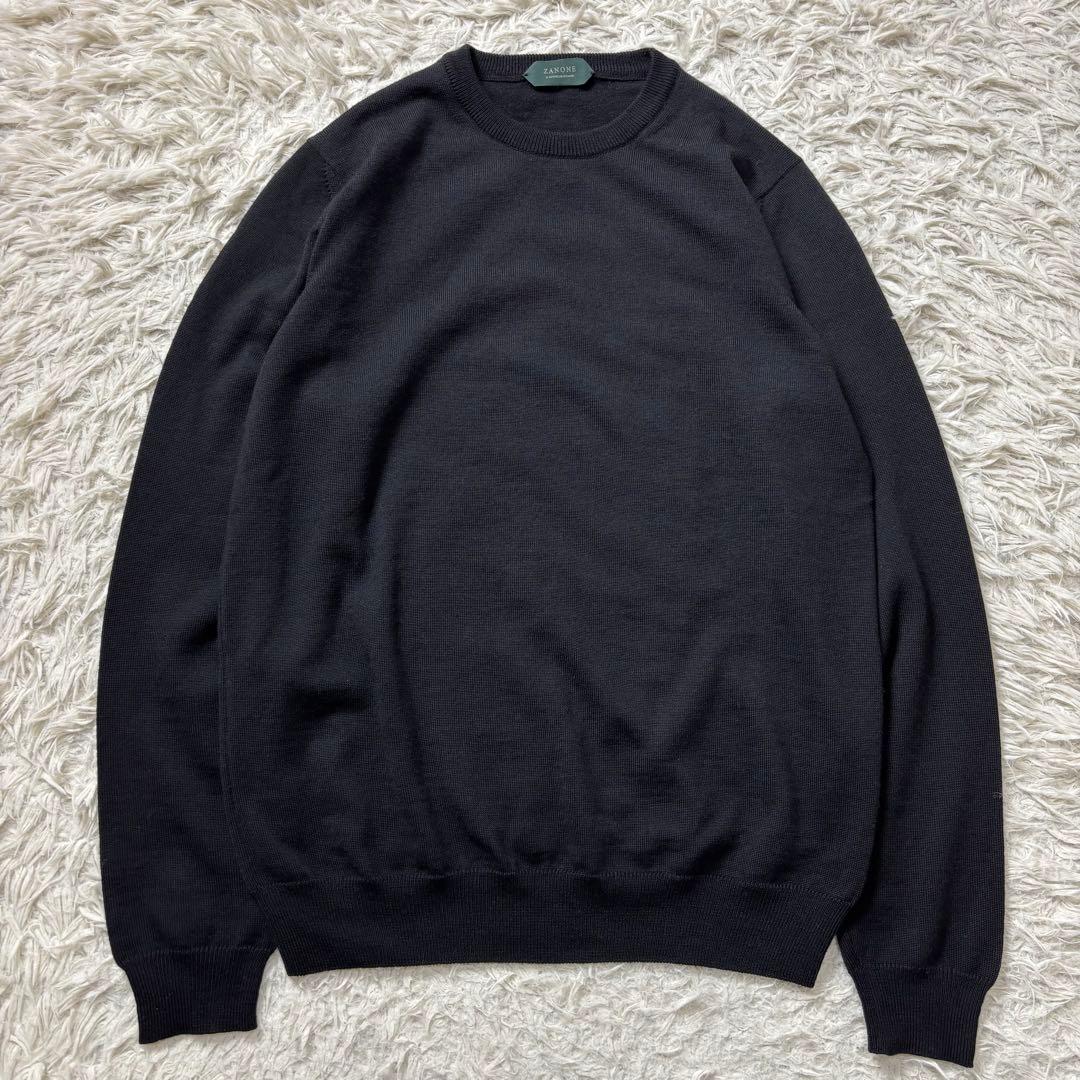 極美品 ZANONE ハイゲージニット ブラック 46 セール】ザノーネ セーター メンズ ウール ハイゲージニット