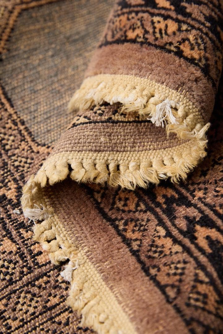 ヴィンテージラグ トライバルラグ ラホール産（119×76cm）青 茶 グレー