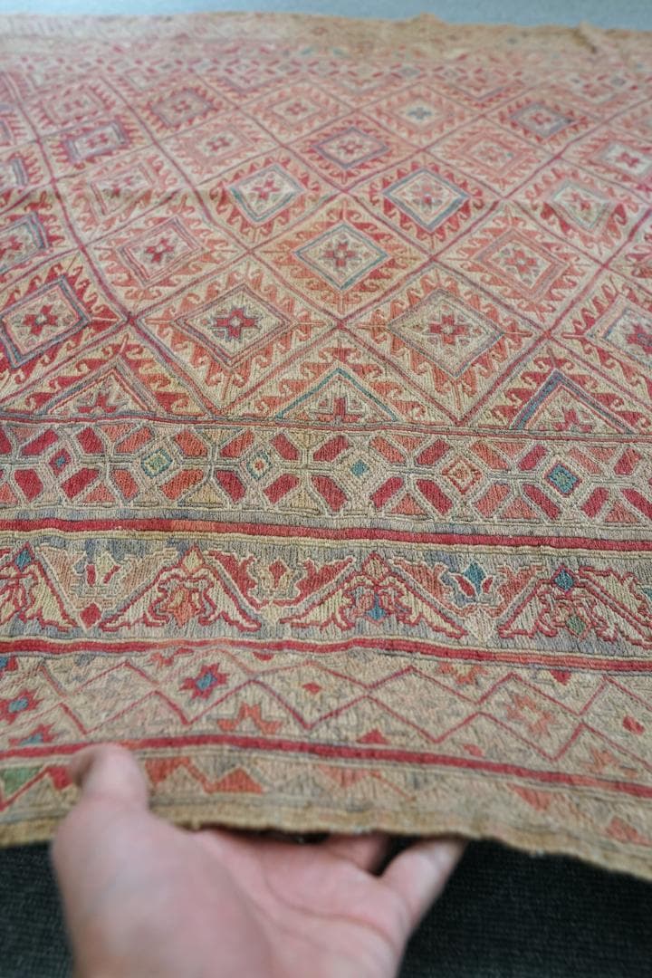 190cm × 132cm ペルシャ手織りキリム ヴィンテージラグ 手織り絨毯の