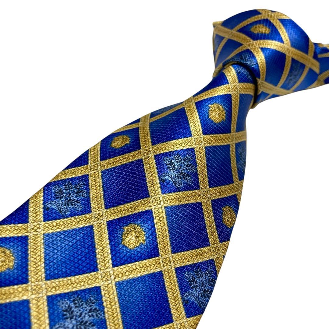 未使用級 VERSACE ヴェルサーチ ネクタイ ブルー 青 メデューサ 艶