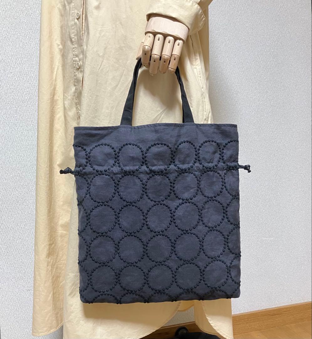 ミナペルホネン ハンドメイドダブルハンドル 巾着トートバッグ - メルカリ