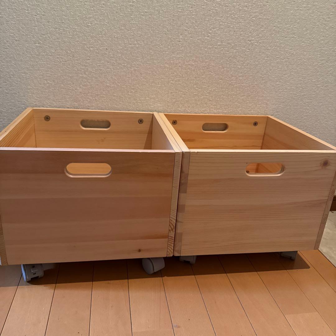 MUJI 無印良品 パイン材収納BOXキャスター付き 3つセット - メルカリ