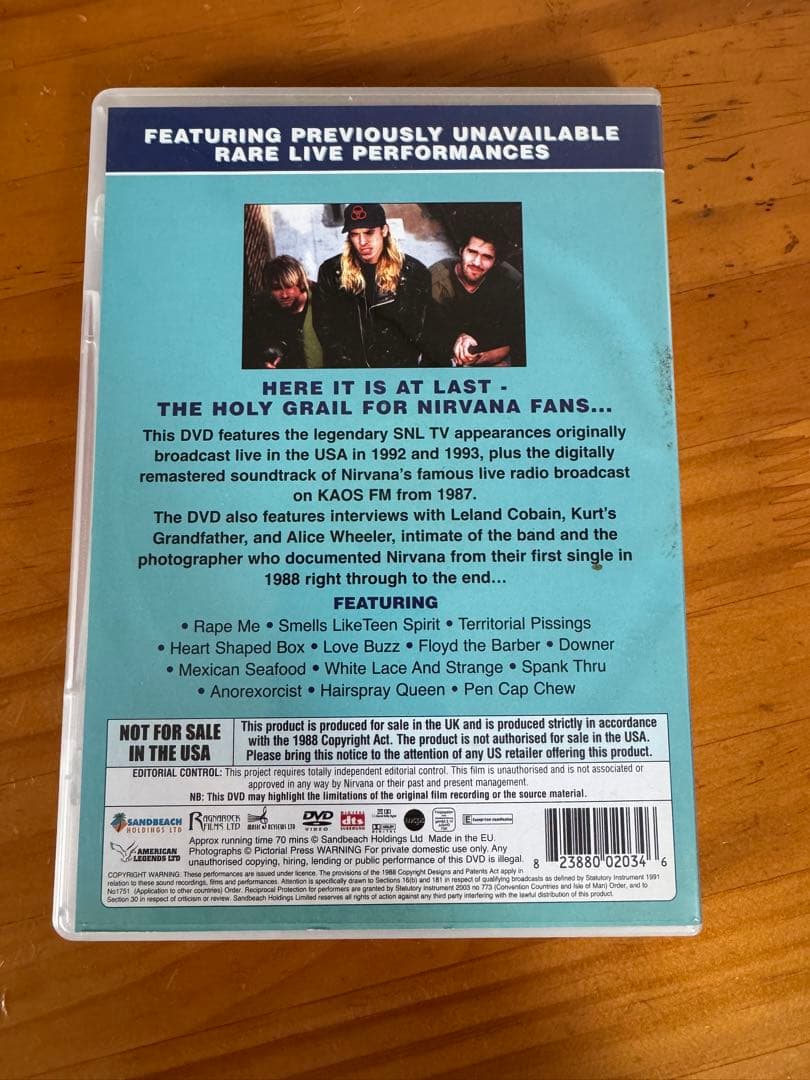 ニルヴァーナ　/ ライヴ・オン・エア　DVD 動作確認済