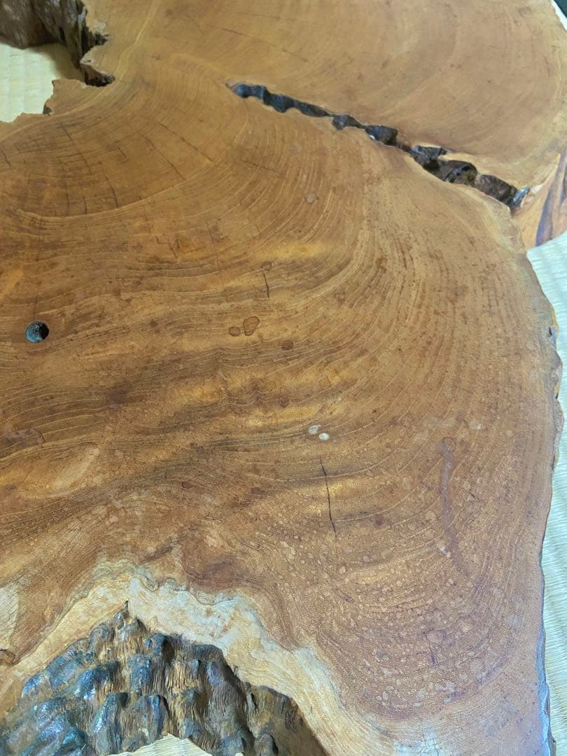 極希少・時代物天然欅けやき一枚板 瘤杢・自然穴｜古材銘木 縦 104× 横