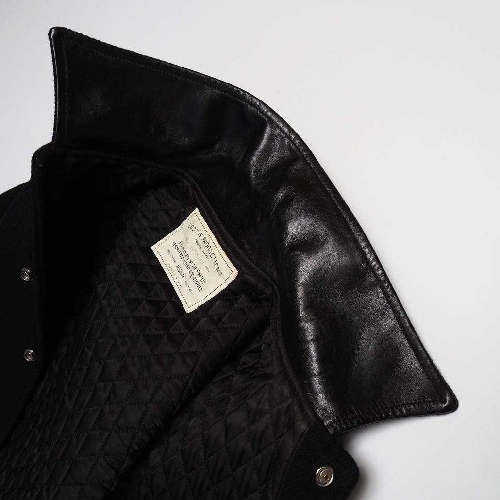 COOTIE PRODUCTIONS 襟付き短丈 袖革スタジャン チェーン刺繍 COOTIE