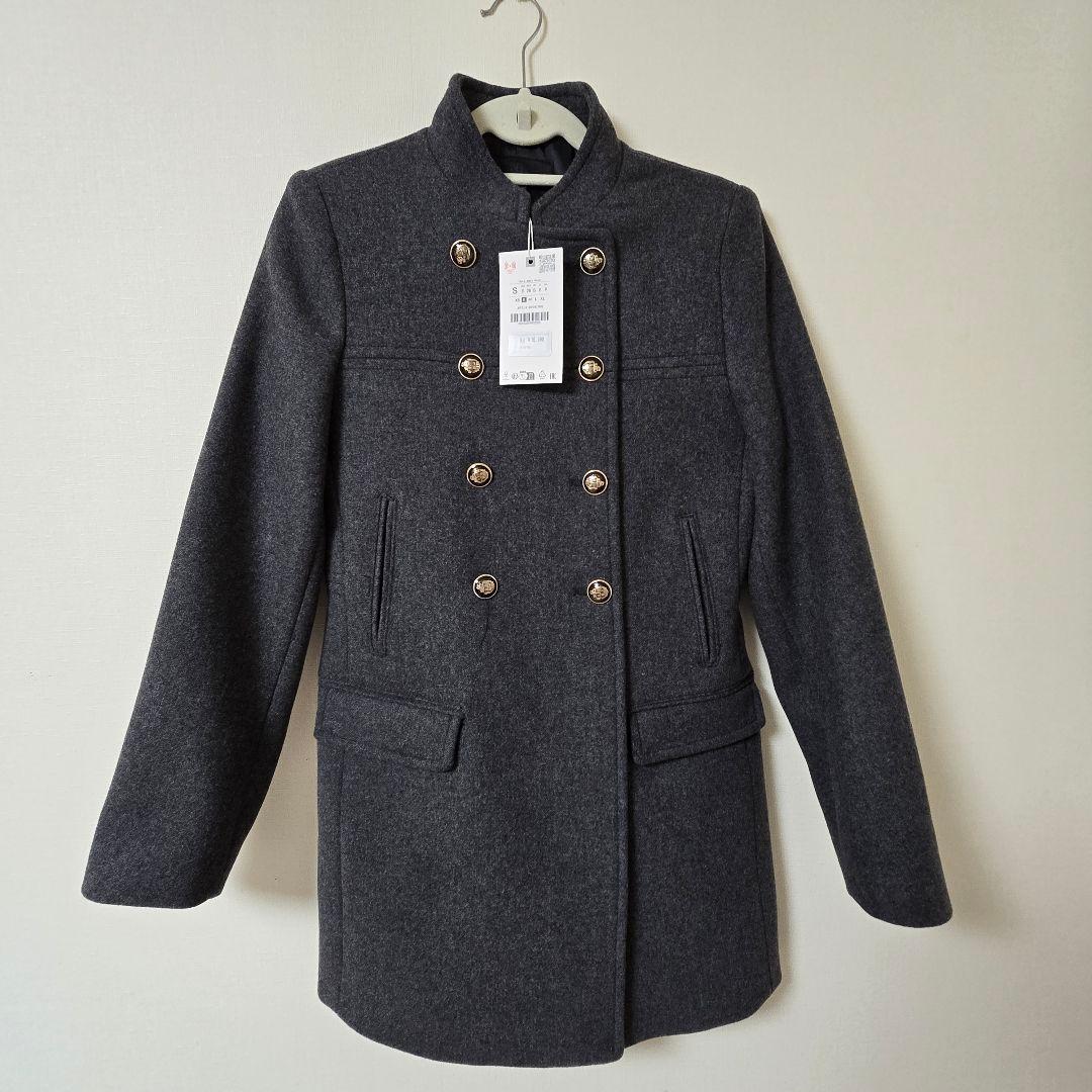 ZARA ウールダブルブレストコート タグ付き - メルカリ