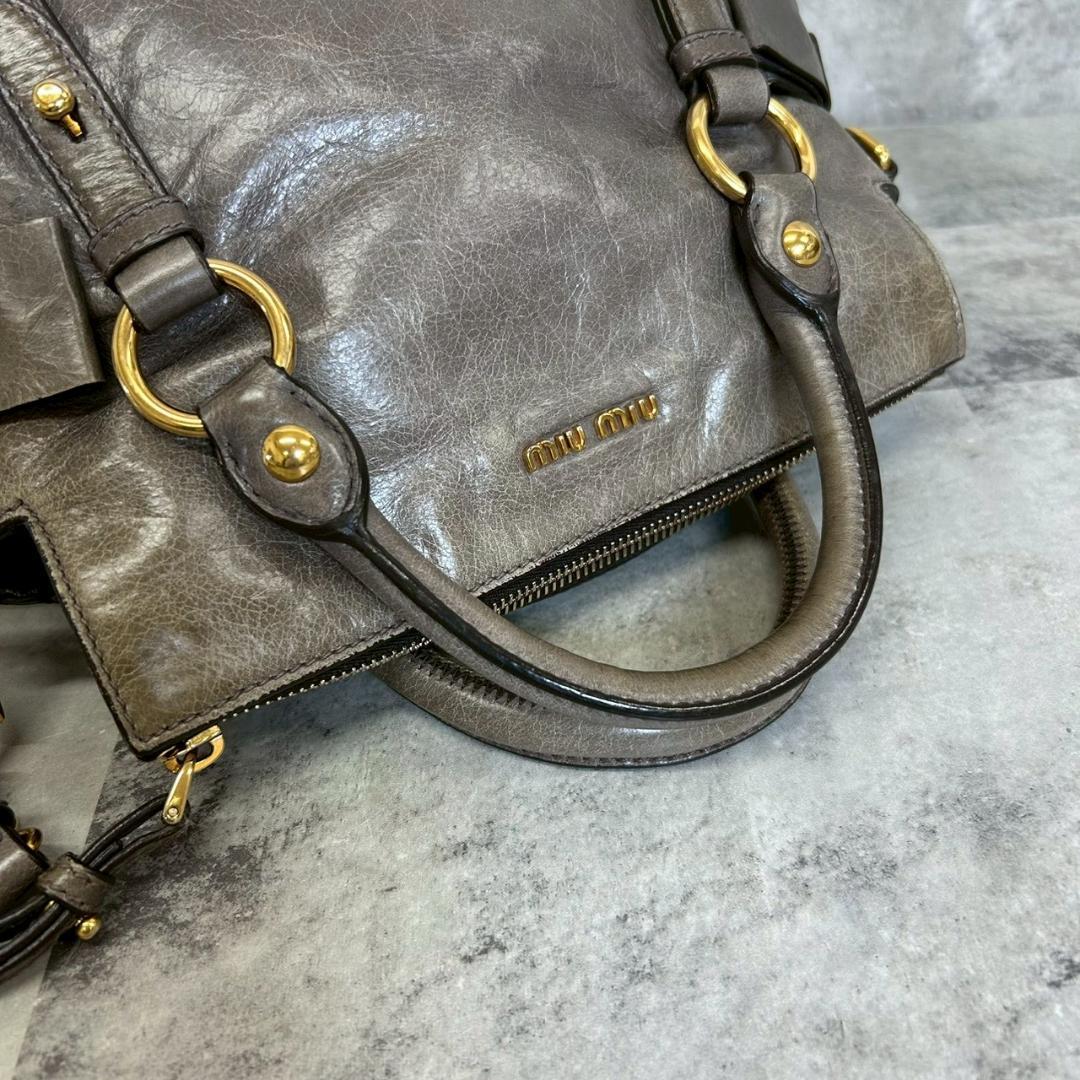miu miu 2way サイドリボン レザー ショルダーバッグ RG547 - メルカリ