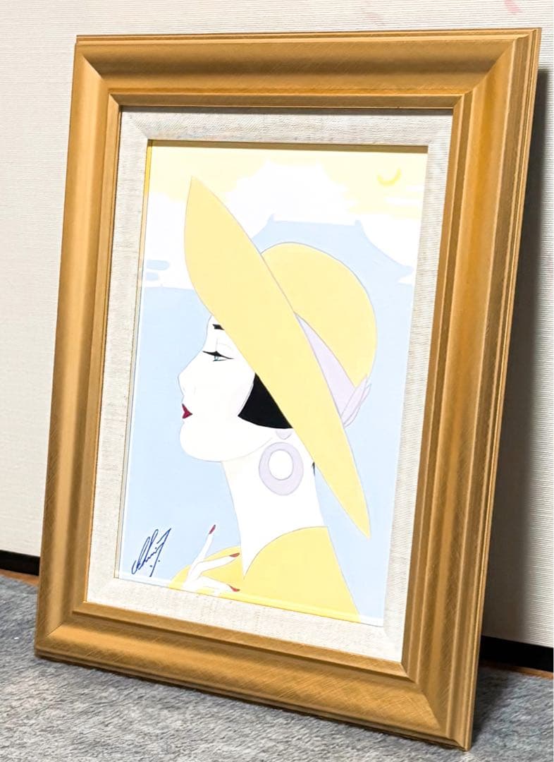 永原達郎「縁台佳人」1993年作 F20号 ※サイン有り