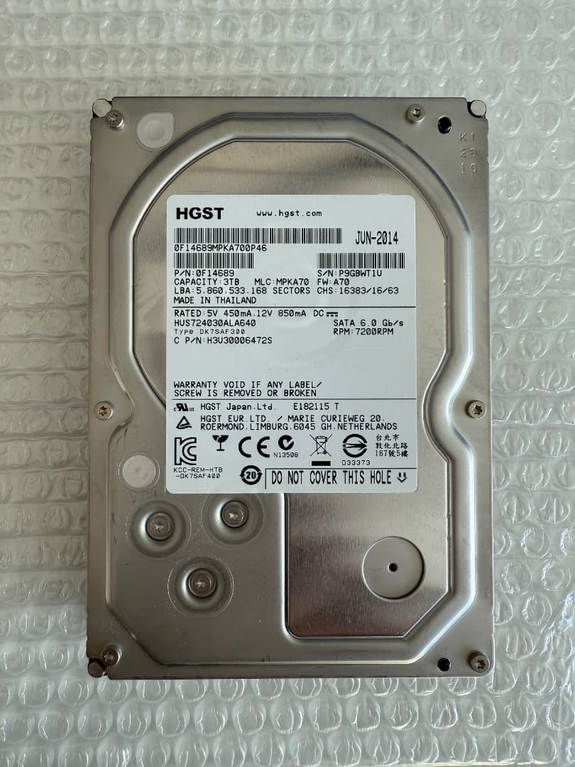 HGST 3TB HDD HUA724030ALA640 - メルカリ
