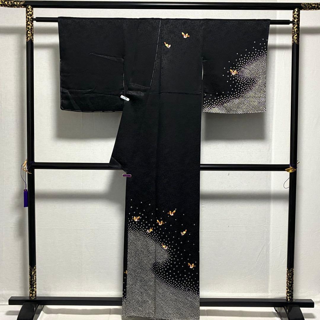 D143 訪問着 絞り 鳥刺繍 花紋 正絹 着物 袷 未使用極美品 着物・浴衣