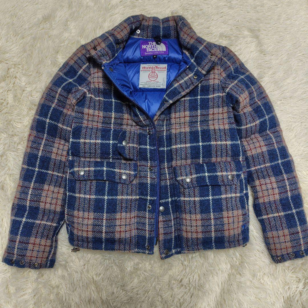 希少✨ノースフェイスパープルレーベル ハリスツイード コラボ ダウン