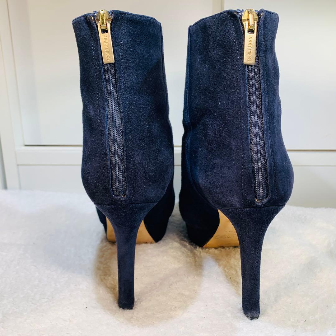 ⭐️美品 ネイビーJIMMY CHOO スエードショートブーツ　24.5cm