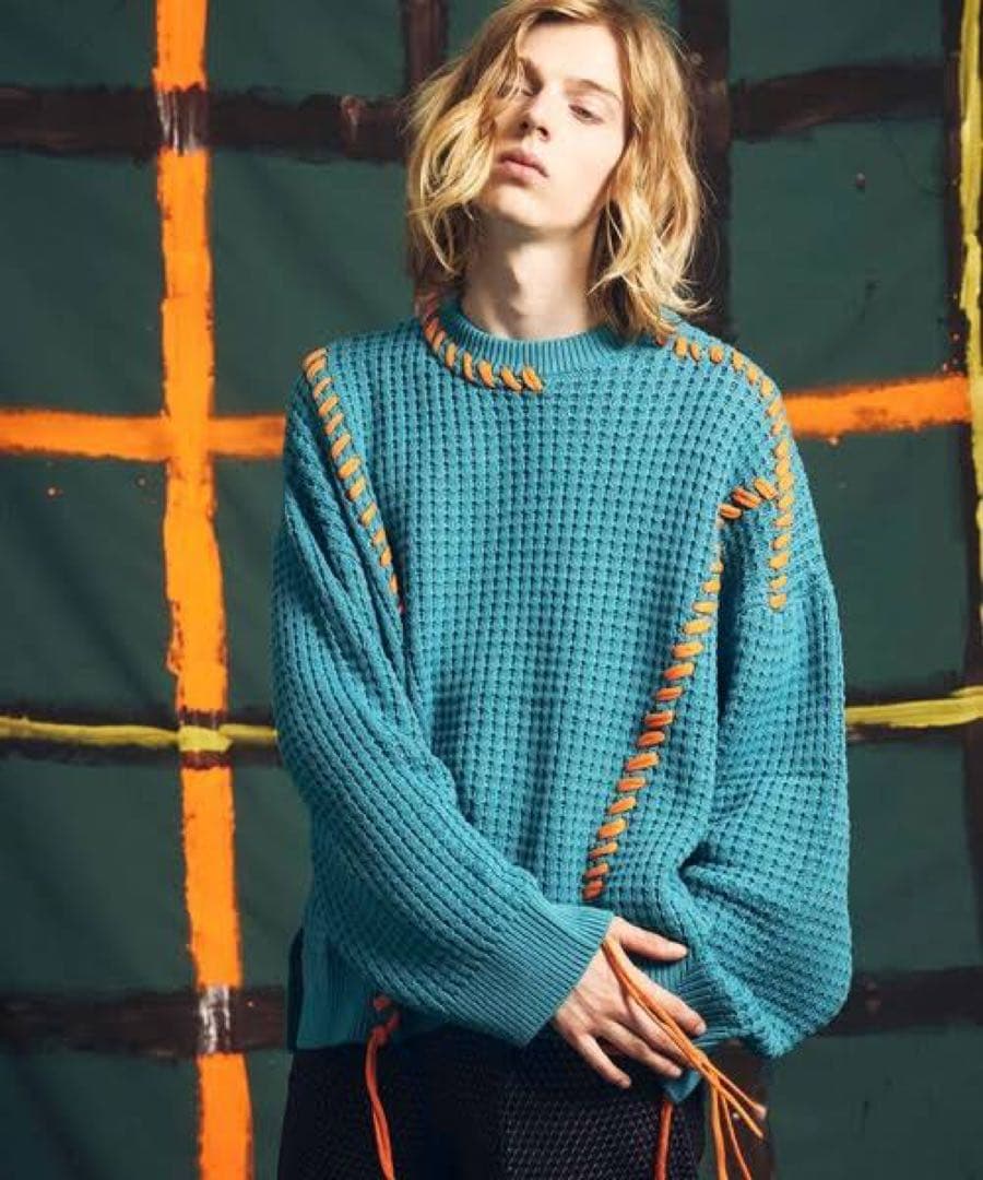 鬼ワッフルクレイジーステッチクルーネックニットプルオーバー - メルカリ