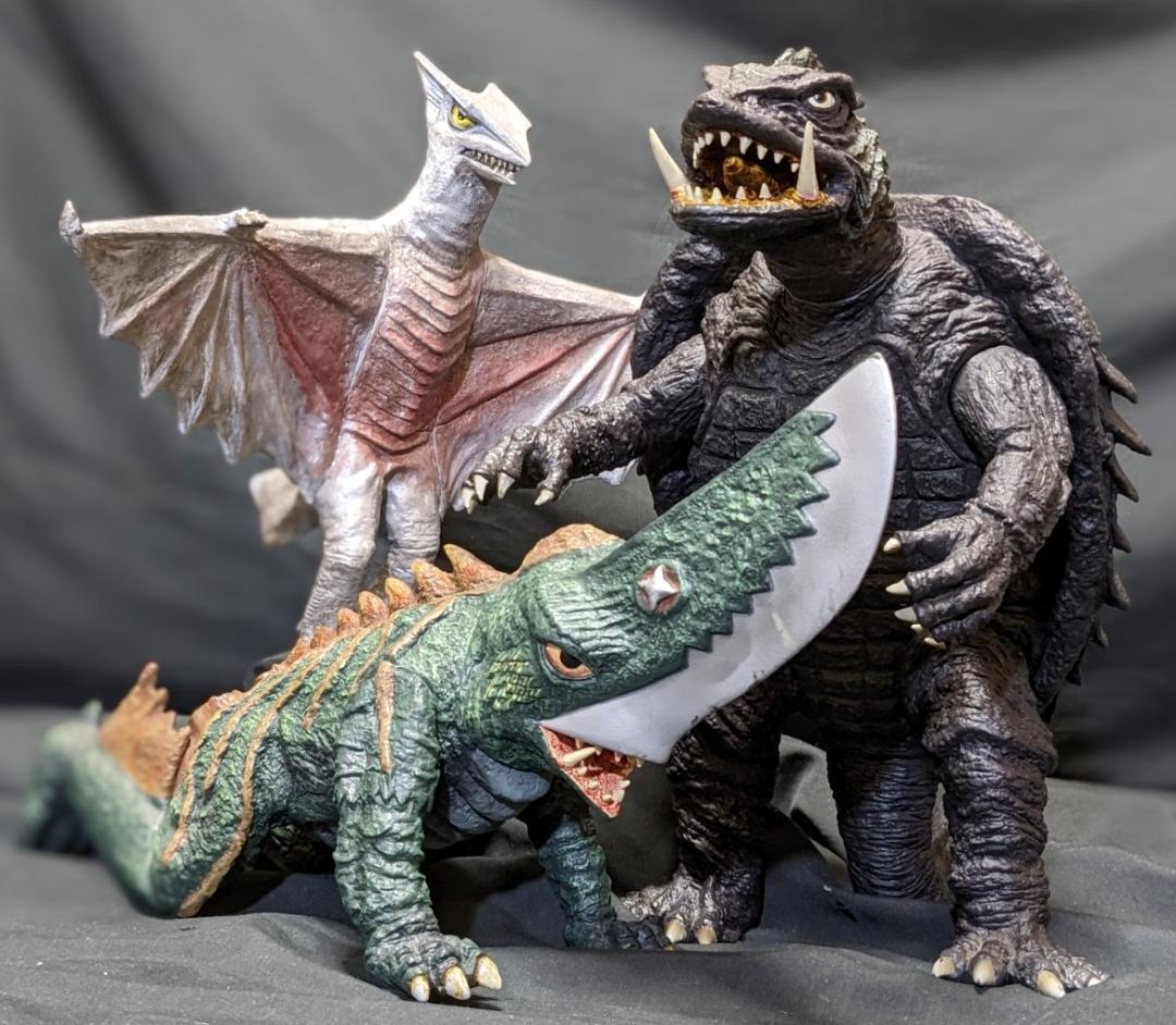 昭和ガメラ＆ギロン＆宇宙ギャオス（ロケット）ソフビフィギュア3体