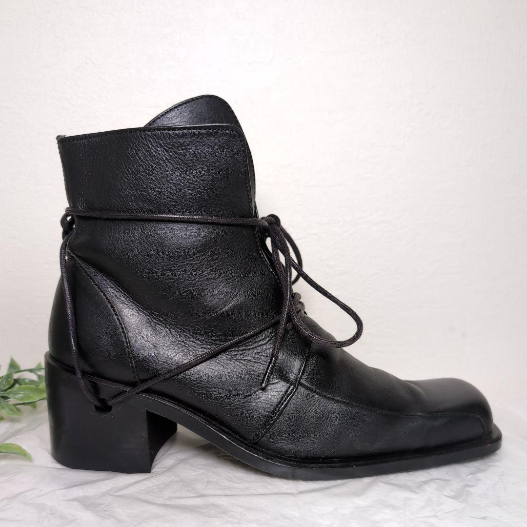 whoop-de-doo ショートブーツ スクエアトゥ 25.0cm 黒