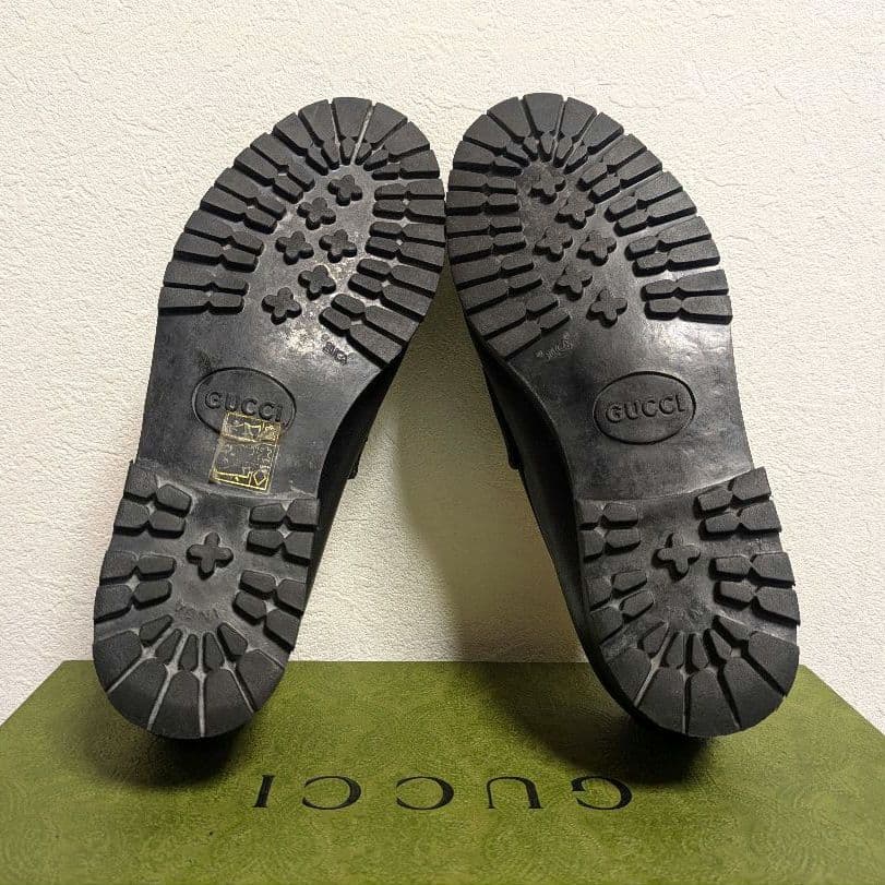 グラP様GUCCI ヴィンテージ ホースビットローファー ラグソール 黒 35C