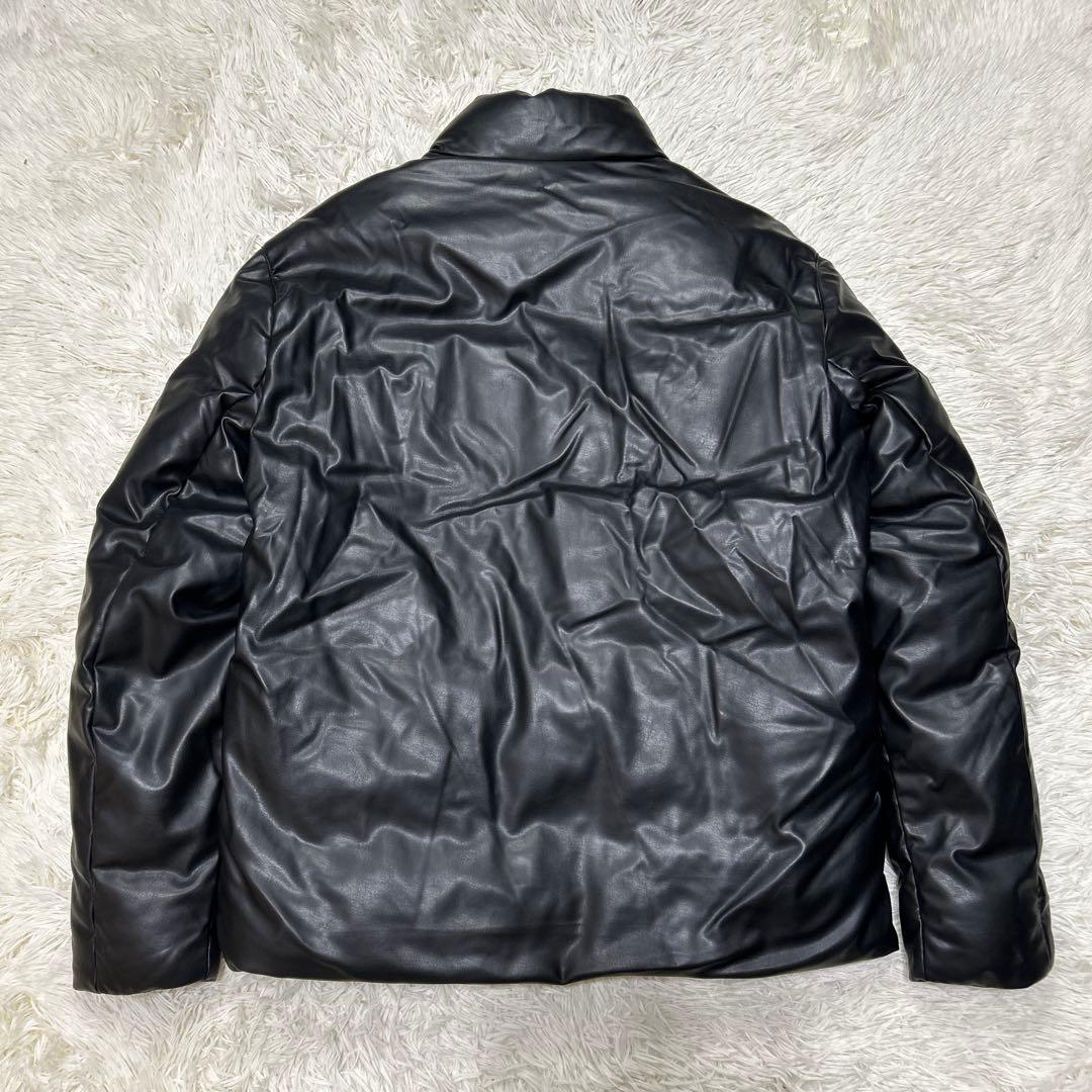 ZARA ザラ フェイクレザー ダウンジャケット 黒 ブラック Lサイズ