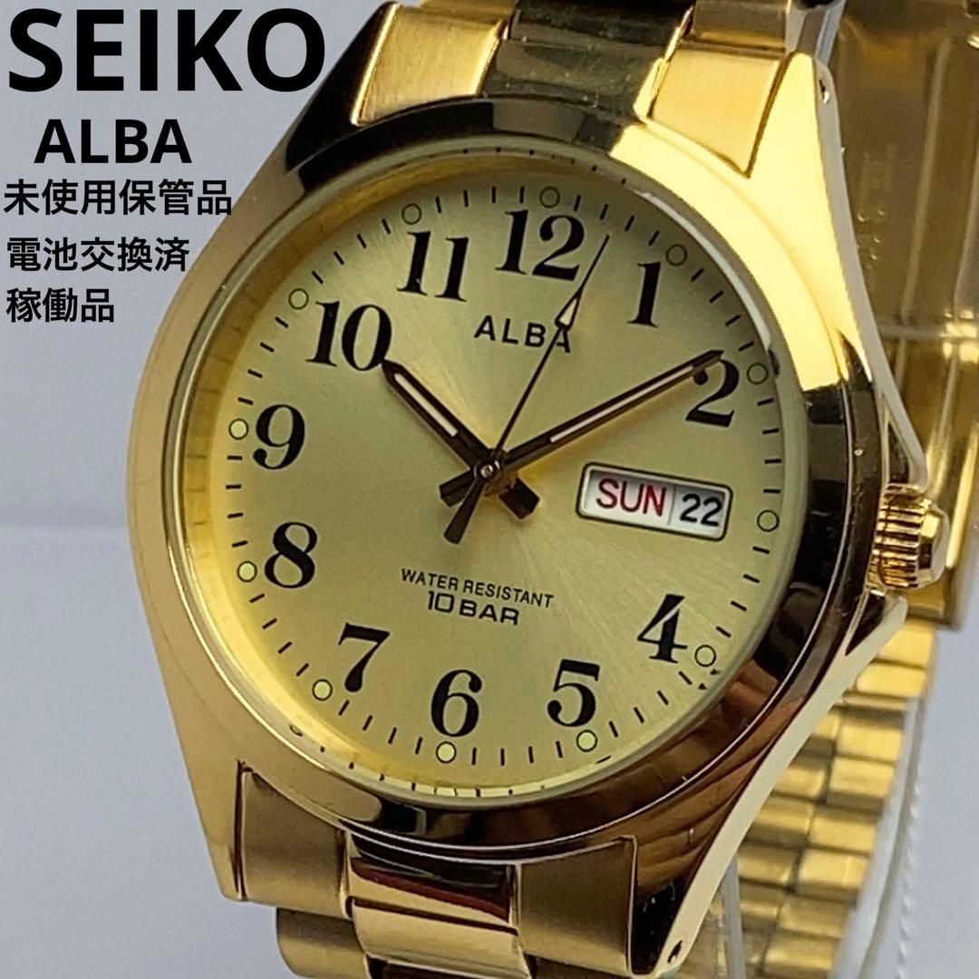 未使用】SEIKO セイコー ALBA クォーツ 電池交換済 純正ブレス 稼働