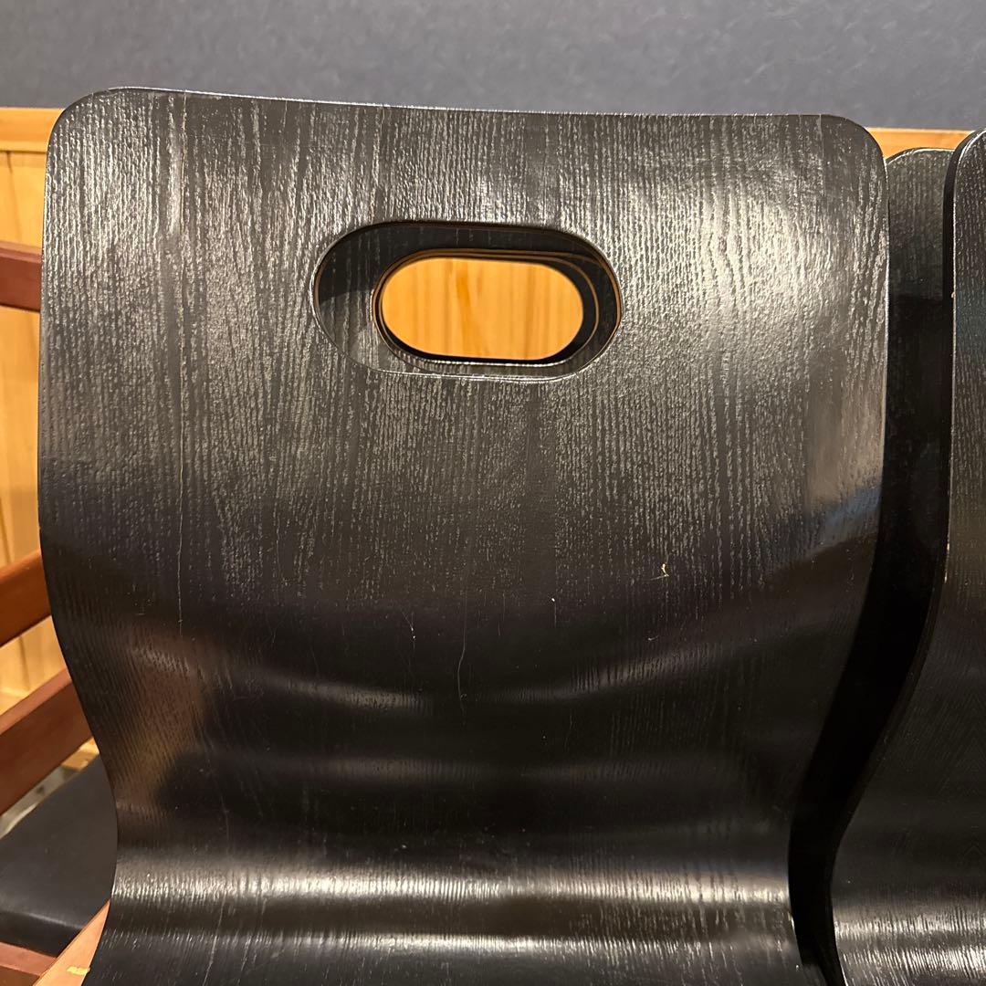 木製 座椅子 8台まとめ売りセット 背もたれ付 和モダン 木目黒色 イス