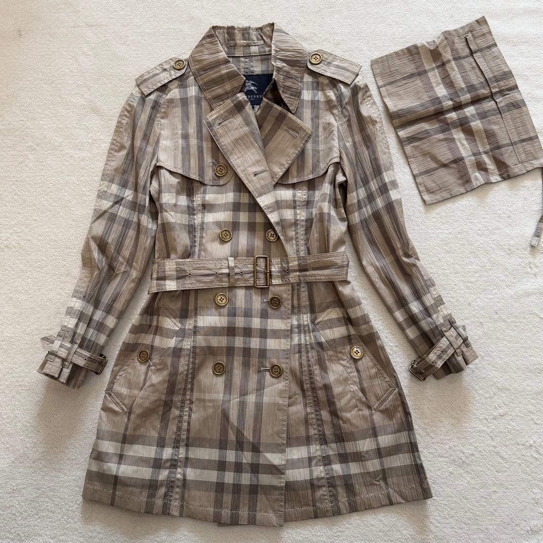バーバリーロンドン トレンチコート パッカブル シルク混 メガチェック