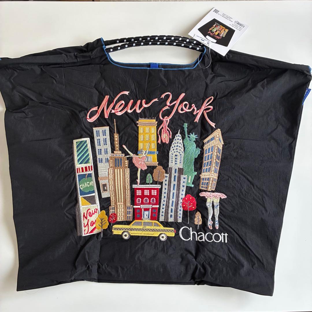 ポールアンドチェーン　チャコット　New York ブラック エコバッグ　L ポールアンドチェーン チャコット New York ブラック エコバッグ L
