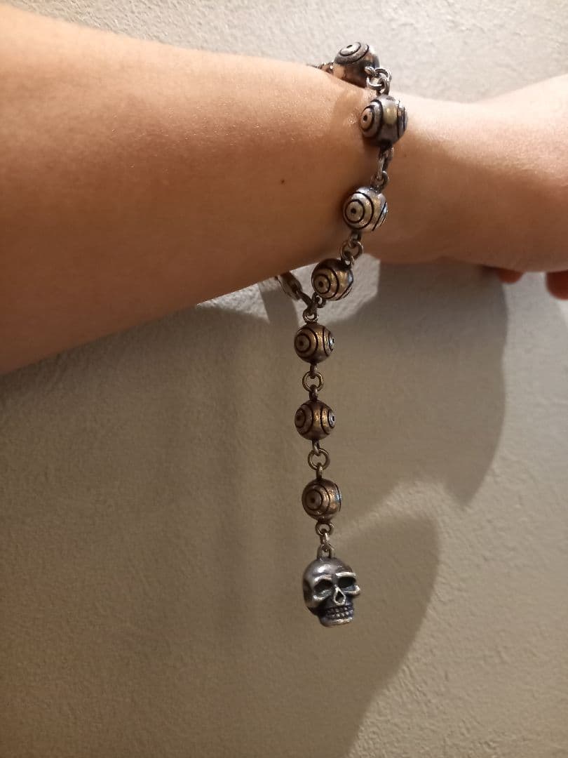 シルバー925 ブレスレット　ボールチェーン　ドクロ　スカル ブレスレット シルバー925 キュービックジルコニア スカル 骸骨 ドクロ