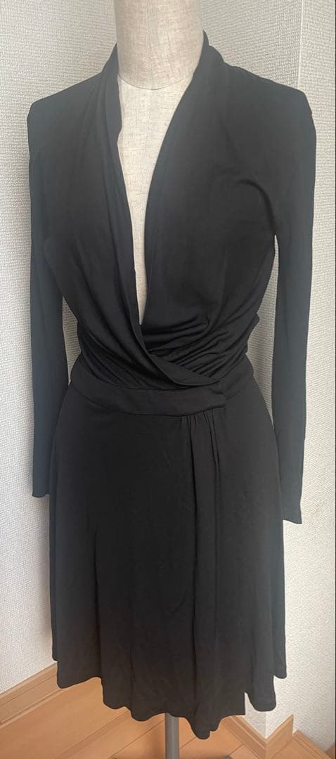 sale Saint Laurent サンローラン カシュクールワンピ Saint Laurent《ロングレースアップドレス》ウール BLACK 直営店