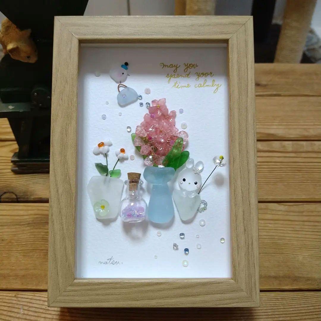 シーグラスアート うさちゃんのヒヤシンス - メルカリ