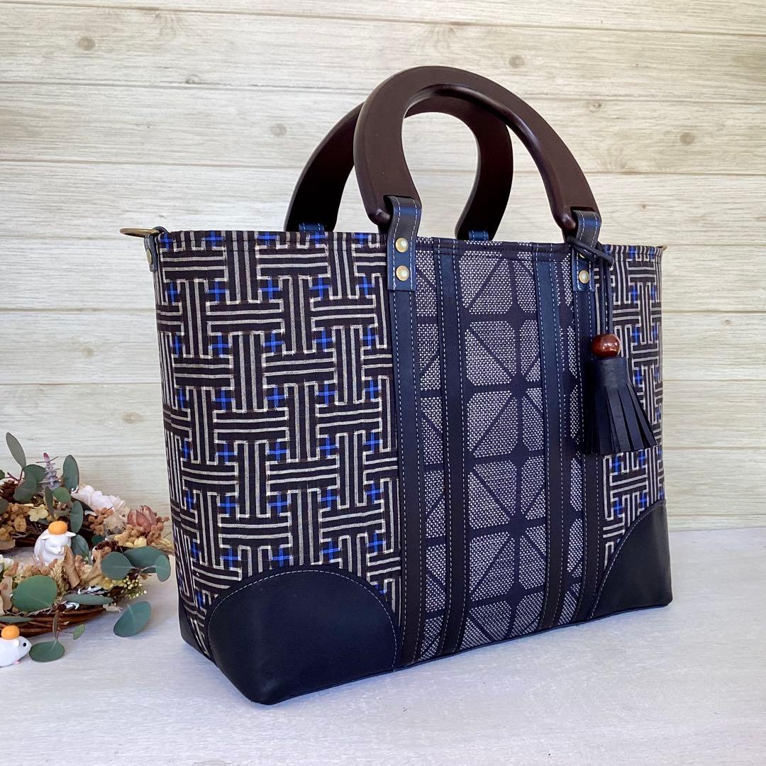 秋名バラ 大島紬 ×本革 着物リメイク バッグ 和装バッグ ハンドメイド 龍郷 大島紬 龍郷 秋名バラ 赤4玉 がま口バッグ ハンドメイド 着物バッグ