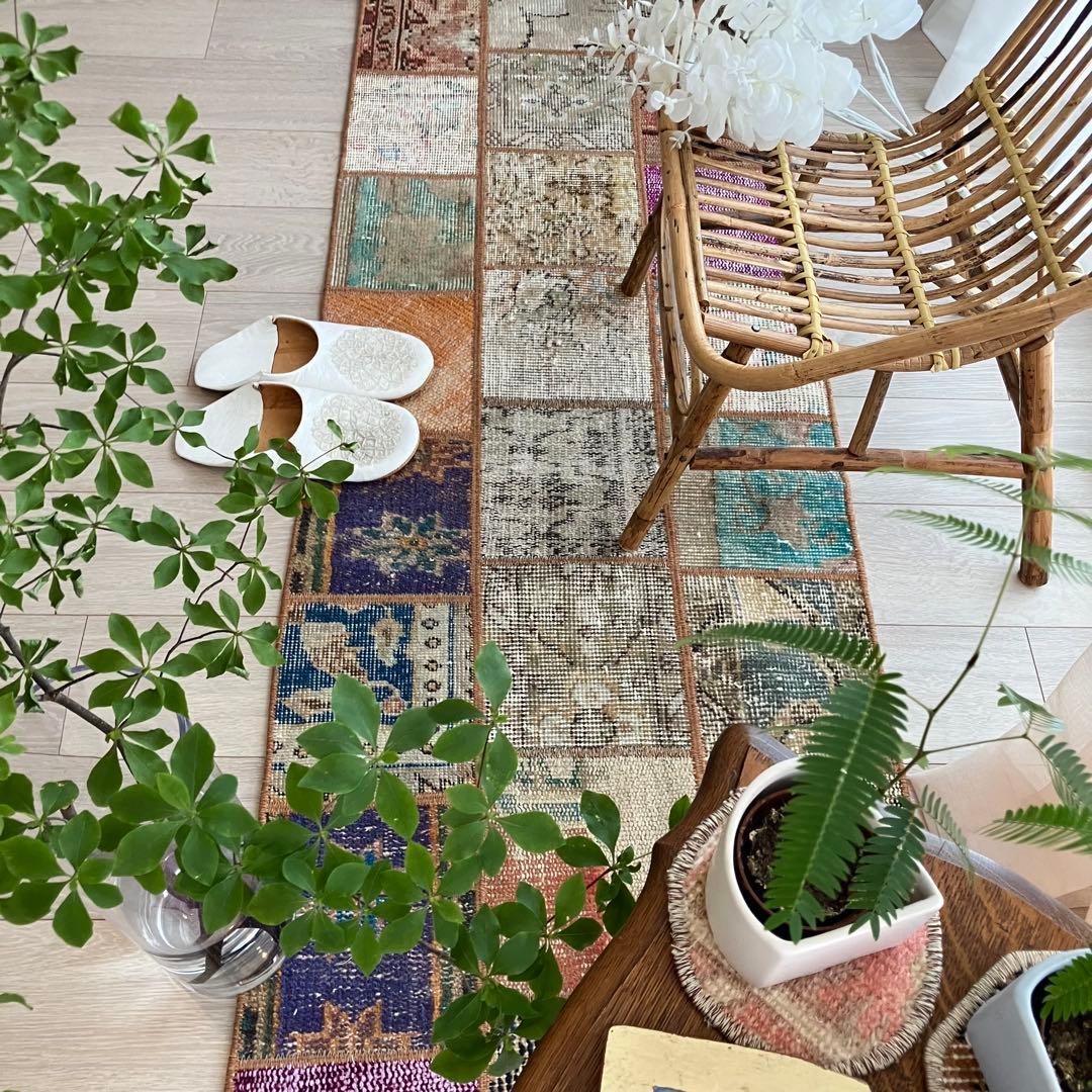 カラフル57×161✳︎パッチワーク ランナー ロング トルコヴィンテージラグ