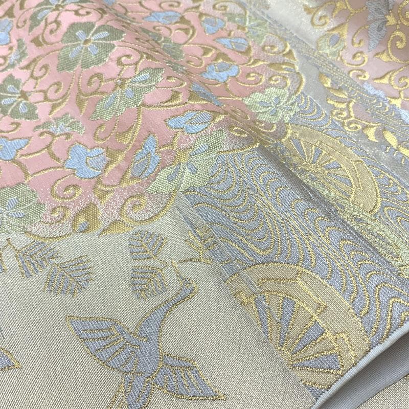 506my12◇川島織物 本金 唐草 松 鶴 源氏車 流水 金糸 六通 本袋帯