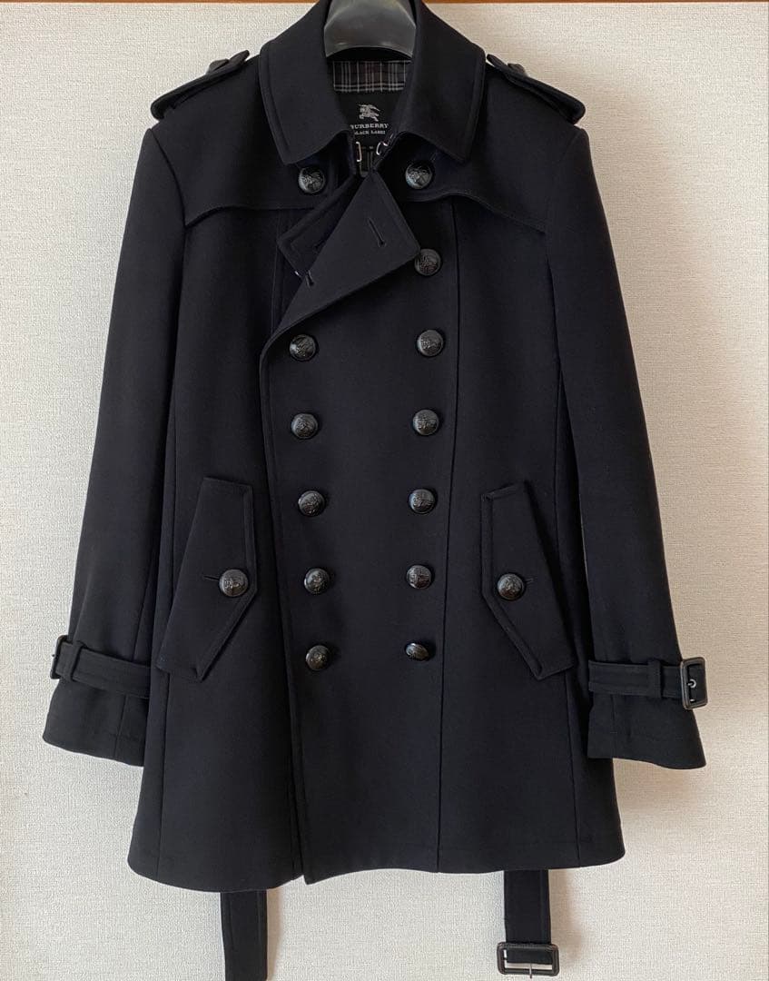バーバリーブラックレーベル ナポレオンコートカシミヤ混 ホースロゴ
