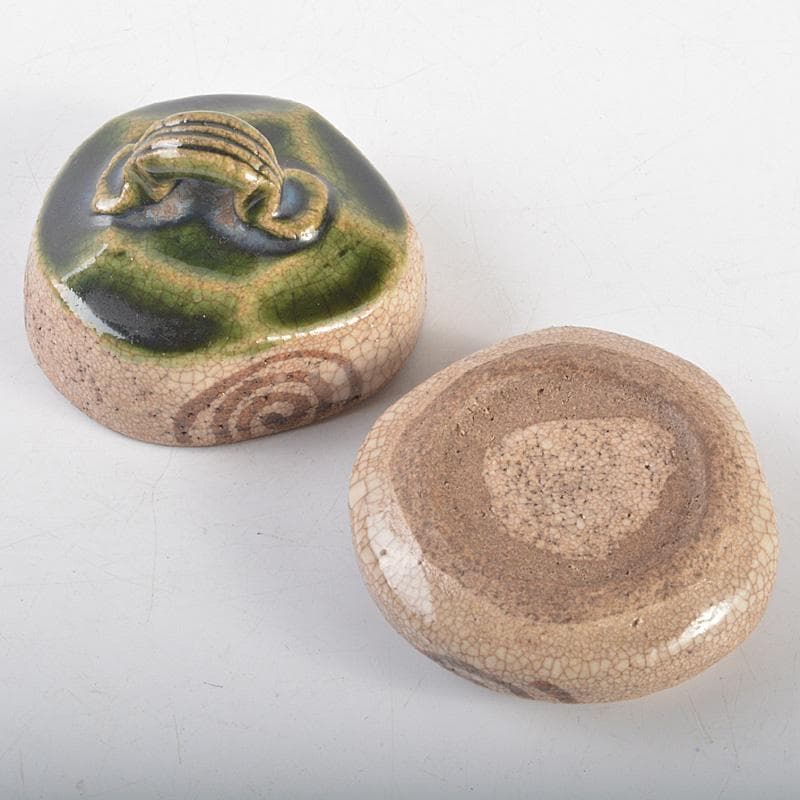 茶道具 織部焼 はじき織部 香合 極め箱 V R5258 - メルカリ