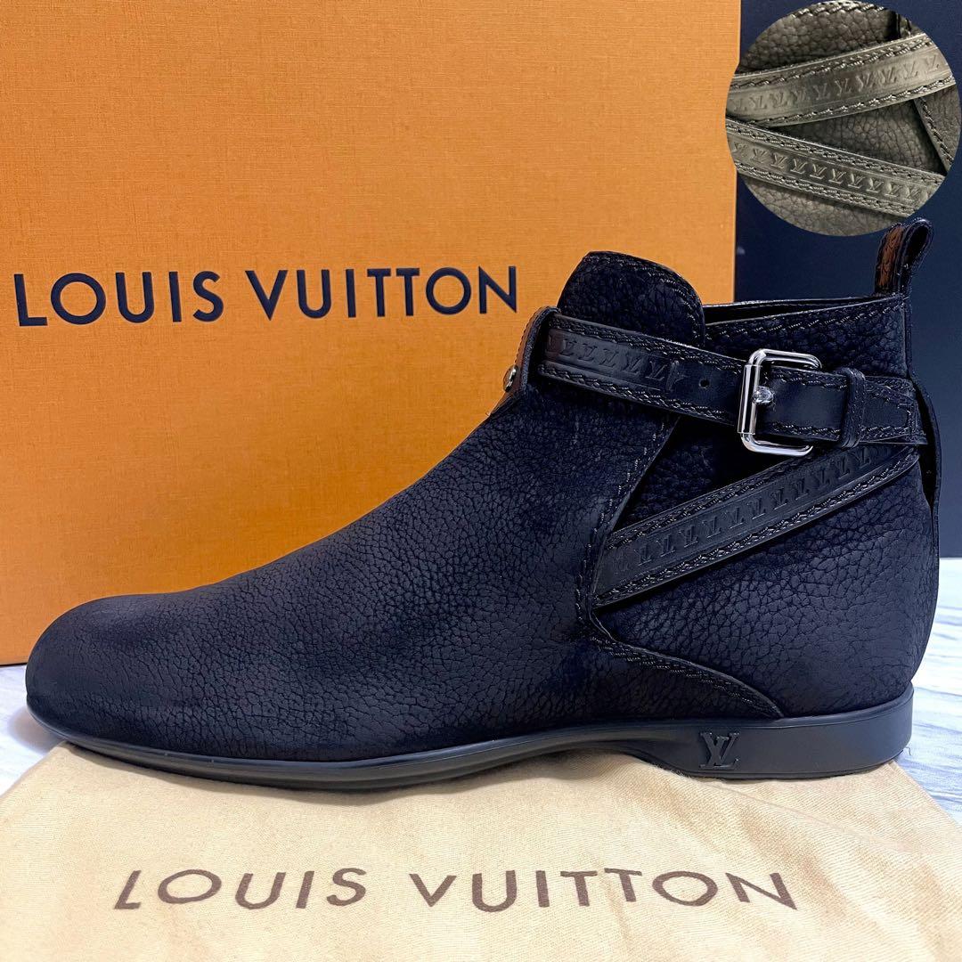 美品⭐️ルイヴィトン アンクルブーツ モノグラム ロゴ刻印 レザー 黒 26.5 中古・古着通販】LOUIS VUITTON (ルイ ヴィトン) シルエットライン