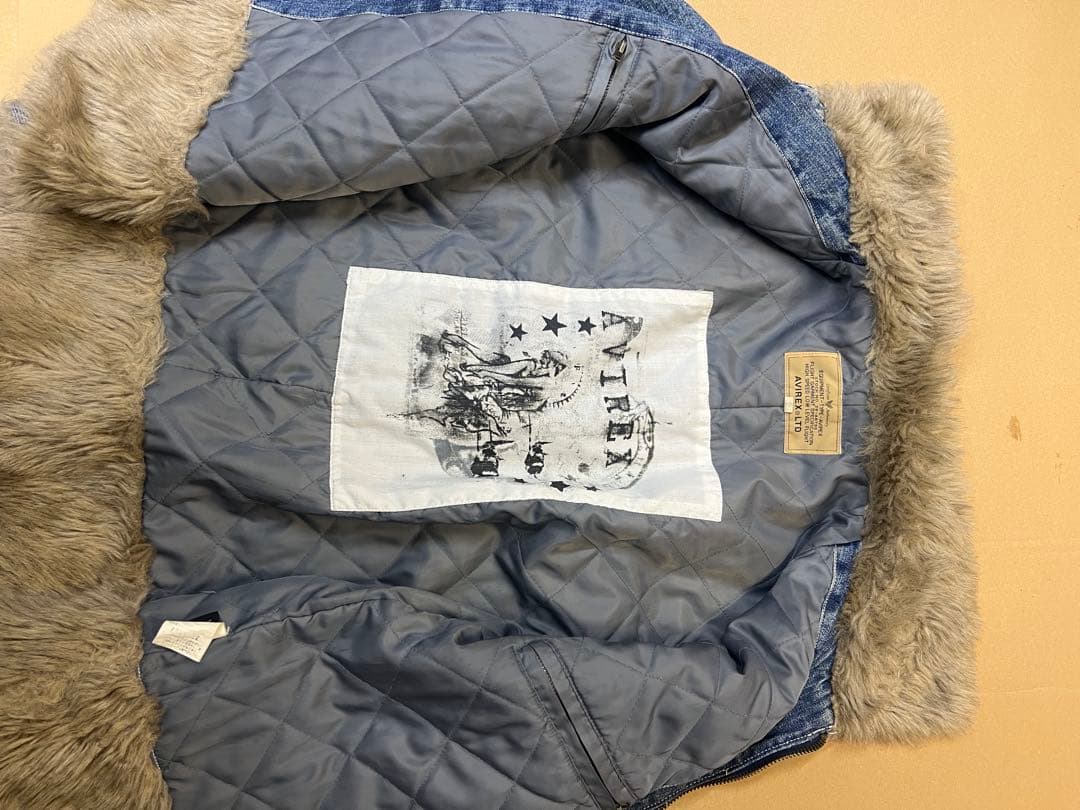 AVIREXアビレックス Gジャンデニムジャケット 襟袖ボア付き ヒジテツ様